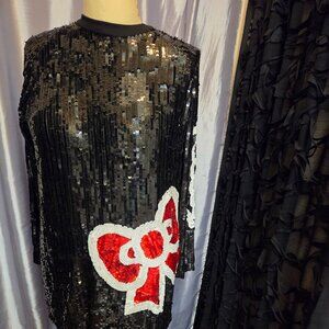 HELLO KITTY   Fabulous Black Sequin Dress Large size  NWT
